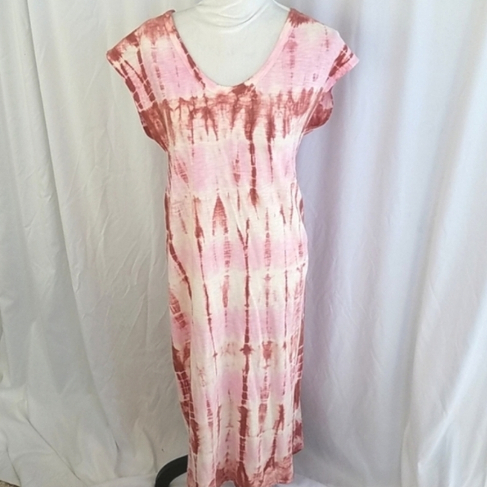 Universal Thread Women's Cotton Tie-Dye Cap Sleeve Dress Pink Size XS
